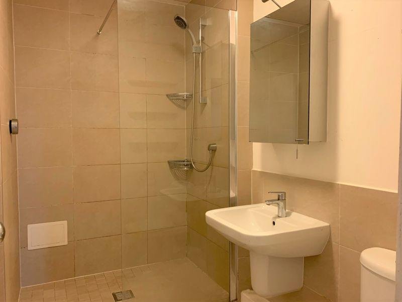 Modern bathroom with walk-in shower